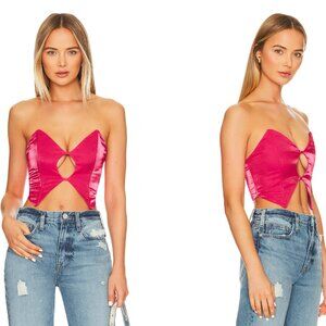 Superdown Clara Cut Out Top - Hot Pink Zipper Closure Corset Top - Size S
